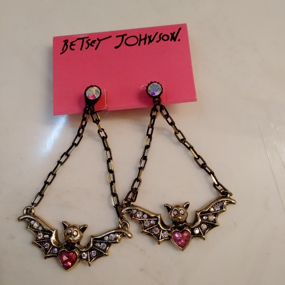 Betsey Johnson Bat Heart Earrings